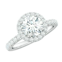 Klasični moissan zaručni prsten sa halo, 14k bijelo zlato, SAD 6,00
