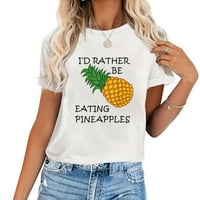 Jedenje ananas ironičnog voćnog dizajna Ženski grafički tee s personaliziranim i modnim dizajnom