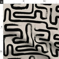 Velvet tkanina od dvorišta - Tribal Sažetak Jumbo Boja miloži minimalistički neutralni pohranički ispisana tkanina kašikom