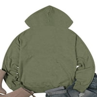 Voguele Women majica Pulover solidne boje V rect duks zimskih dukseva obični kapuljač vojske zeleni
