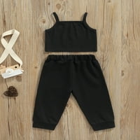 Aturuste Toddler Girl Ljeto Cool Outfits Solid Boja rukava bez rukava, patchwork boja elastične duge