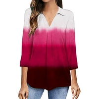 Košulje s dugim rukavima za žene čišćenje modne žene V izrez tri četvrtine 3 4Sleeve majica jesen ispis