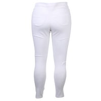 Xkwyshop Ženske osnovne gamaše rastezljive vitke elastične visoke struke radne hlače bijelih XL