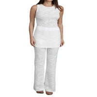 Ženske hlače Hlače Dress setovi teksturirane vrste rezervoara prsluk elastične struk hlače trendy odjeća
