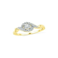 Jewels 10kt Žuto zlato Žene Okrugli dijamant Solitaire Twist Obećaj Bridalni prsten CTTW