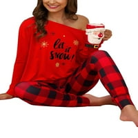 Abtel Women za spavanje Božićna noćna odjeća Labavi fit loungwewer Dame Xmas Holiday Pajamas Red XL