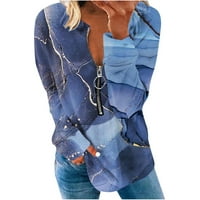 Ženska prevelika polovina Zip dukseri Lagani dugi rukav pulover Print Modni casual bluza vrhovi