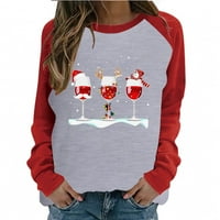 Ženske božićne majice Moda Slatka grafička posada izrez dugih rukava Dame Trendi Ležerne pulover Majice