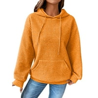 Hanzidakd ženska dukserica ženske ženske dukseve dugih rukava dukseri lagani pulover vrhove pulover vrhove majice žuti s