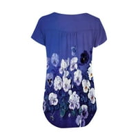 Frostluinai Plus vrhovi za žene Ljeto cvjetni tunički vrhovi Botton Down Henley košulje Casual kratki rukav Tee Pleased bluzu
