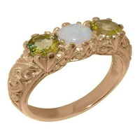 Britanci napravili 18k ružični zlatni prsten sa prirodnim prstenom za angažman i peridot i peridot - veličine opcija - veličine 9,75