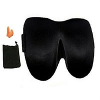 Crna 3D kontura zatamnjenja za spavanje za oči sa ušima i nosite torbicu