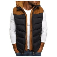 Pxiakgy zimski kaputi za muškarce muške jeseni i zimske modne casual patentnog zatvarača džepova s ​​kapuljačom bez rukava podstavljena jakna prsluk top siva + xxl