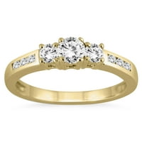 Carat TW Diamond Tri kameni prsten u 10k žutom zlatu