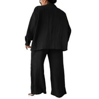 COLLAR Čvrsta crna crna dugih rukava savremene žene dvodijelne odjeće