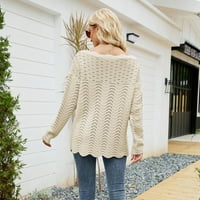 Hoksml džemperi za žene modna posada izrez labavi solid boju ženski džemperi dugi rukavi duks pulover
