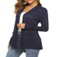 Amiliee ženske casual kardigan džemperi Dame dugih rukava, čvrsti otvoreni prednji gornji dio s džepovima plus veličine