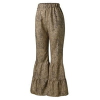 Poslovne casual pantalone za ženske ženske leopard tiskane elastične sredine struka flasuralne baskene
