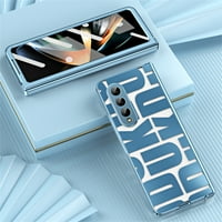 Slučaj za Samsung Galaxy Z Fold 5g, z Fold Case Clear Poklopac za zaštitu šarke, izgradnja u kamperiranom staklom zaštitnika protiv otiska prsta, plava