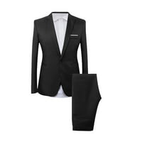 Leesechin muške odijelo set revel formalni stilski tasteri džepovi odijelo + majica + odijelo hlače tri set crna 4xl