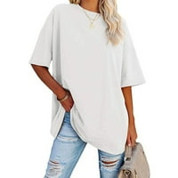 CYZZ CELLEM Ženski plus veličine T majice Prevelike majice Ljeto kratki rukav Labavi tunizini vrhovi bijeli l