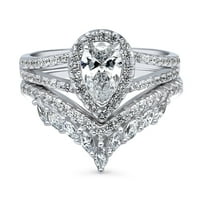 Sterling Silver Halo vjenčani zaručni prsten kruška CUT CUBIC ZIRCONIJA CZ Split Shanken prsten za žene,