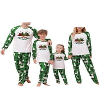 Gwiyeopda Božić Porodica Porodična pidžama Set Božićno drvce Print Majica za spavanje Pleaid hlače Spavaće
