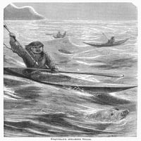 Eskimos lovačke brtve, 1873. Nwood graving, američki, 1873. Poster Print by