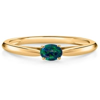 Gem Stone King 10k žuti zlatni zeleni simulirani Opal Solitaire Angažman prsten za žene
