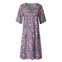 Dianli casual s kratkih rukava V-izrez za žensku cvjetno print prevelike ljetne plaže haljina labava