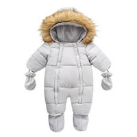 Gubotare kaput za dječje dječake snijeg snijeg dječaka Dječačka odjeća Djevojke s kapuljačom jakna Nošenje kaputa sa zatvaračem zimski kombinezon, siva 0- mjeseci