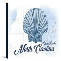 Vanjske banke, Sjeverna Karolina - Schole Shell - Plava - Obalna ikona - Lintna Press Artwork