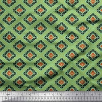 Soimoi Zeleni pamučni pamučni voiler Trk i trokut geometrijski ispis tkanina od dvorišta