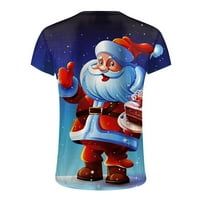 Keusn Muškarci Jesen Zimski casual s kratkim rukavima Božićni 3D tiskani T majice Moda Top bluza Plavi