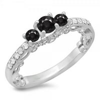 DazzlingRock kolekcija 1. Carat 14K Crno-bijeli dijamant Bridal Vintage Stone zaručni prsten, bijelo