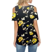 Žene ljetne majice cvjetno tiskovine V izrez seksi modni hladni rame Tunika vrhova bluza cvijeća za
