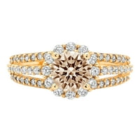 1.76ct okrugli rez smeđi šampanjac simulirani dijamant 18k žuto zlato graviranje izjava godišnjica Angažman vjenčanja halo prstena veličine 7.25
