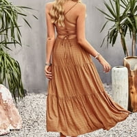 Žene ljetne maxi haljine casual boho sundress švicarske tačke špagete narezane haljine od a-line na