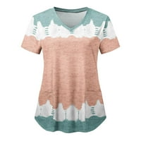 Labava bluza Trendy majica Žene Ljetni vrhovi Radni uniformni džep Ispis Comfy Basic Casual V-izrez