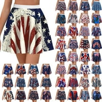 Dyegold suknje za žene Američka zastava Atletski ruffle natkriveni kratki mini klizački suknji Visoko struk A-line djevojke haljina
