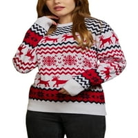 Glonme Xmas Jumper vrhovi za žene Casual Chic Pulover ugodan zimski topli džemper bijeli-žena XL