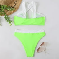 Ocivier temperament na plaži Čvrsti ženski ženski kostim s visokim strukom Split Color Bikini Strip kupaći kostimi Tankinis set