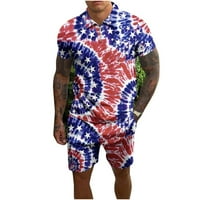 Muške majice Dan neovisnosti Kratki setovi Outfits Polo košulja USA zastava Patriotic Short kratke hlače