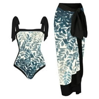 Biekopu Žene Ljetni kupaći kostimi, bez rukava Cami Romper bikini set sarong suknja