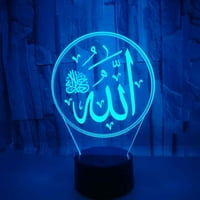 Musliman Allah 3D noćna svjetlost Islam Muhammad Promjena boje Visual akrilske kućne stolove Prilagodite