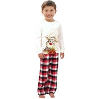 Porodični božićni pidžami Podudarni setovi Elk Plaid Xmas Odmor za spavanje zaslona za spavanje dugih