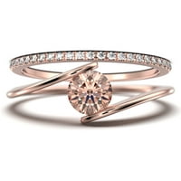 Solitaire 1. Carat Round Cut Morgatite Jedinstveni zaručnički prsten, jedan vjenčani prsten za podudaranje u 10K od punog bijelog zlata, poklon za njen, obećajući prsten, obljetni prsten, zbirni prsten