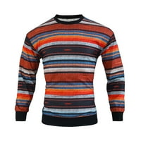 Hanas muški džemper sa labavim okruglim vratom s dugim rukavima šareni prugasti džemper crveni m