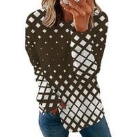 Ženski trendi košulja za tisak labav dugi rukavi padajuća bluza za bluzu za vrat Lagana majica pulover