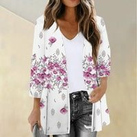 GDFUN Ženska modna modna tiskana sa sjedištem s rukavima Kardigan labava bluza Casual Bluze TOP - Rain Jacket kišna jakna